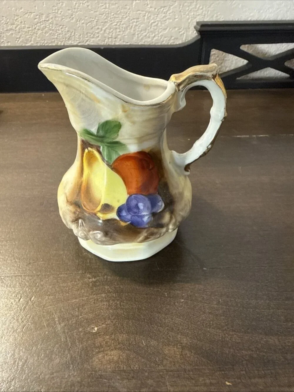 Vintage, Enesco Japan,Pear, Apple, Grapes Sauce & Butter Pat Set With Gold Trim